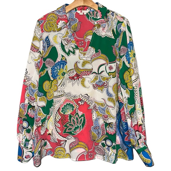 Boden Women’s Size 12 Cream Pink Paisley Silk Lilian Pullover Top Blouse - Picture 5 of 11